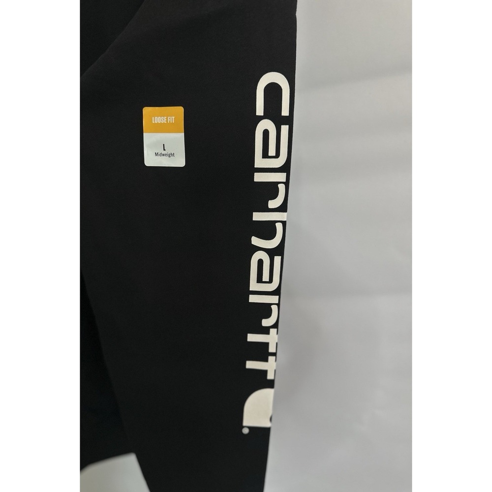 Carhartt K288 Black Hoodie Loose Fit Midweight Logo Sleeve Pullover Size L NWT - Picture 4 of 11